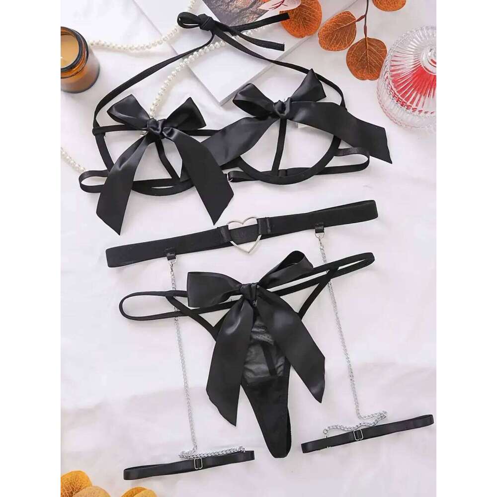 Red Floral Lace Garter Lingerie With Choker Women Intimates 2022 Underwire Bra And Thongs Ladies Underwear Set