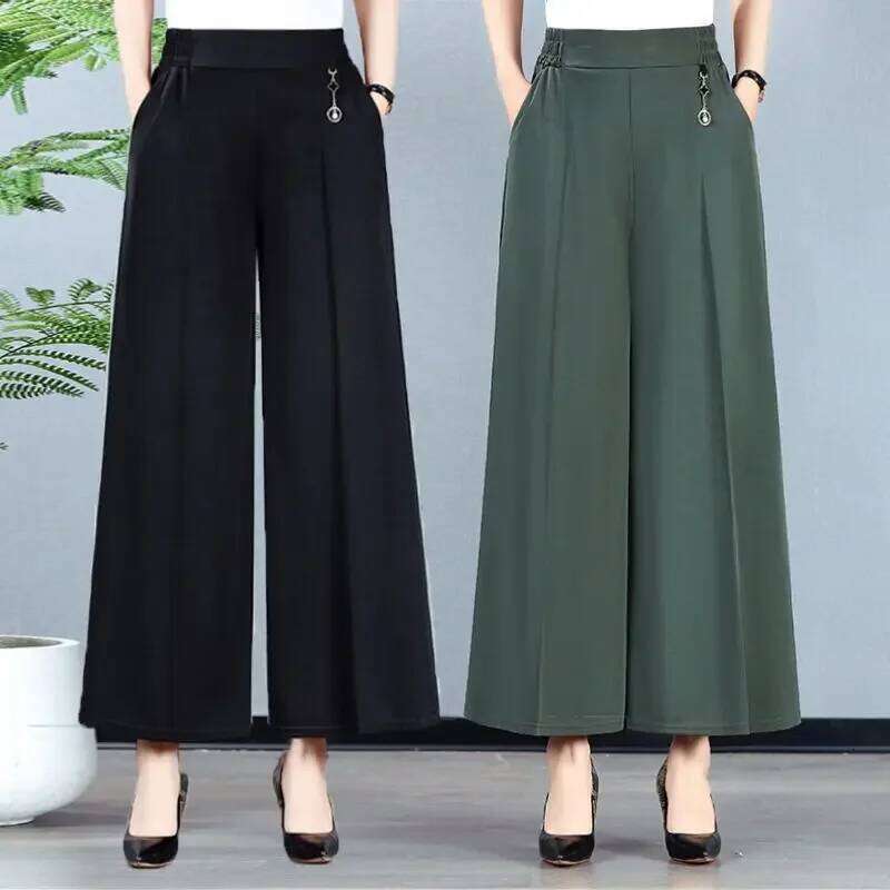 High Waist Wide Leg Pants Mom Style Loose Fit Nine-Tenths Slimming Female Fashionable Long Trousers from Mainland China