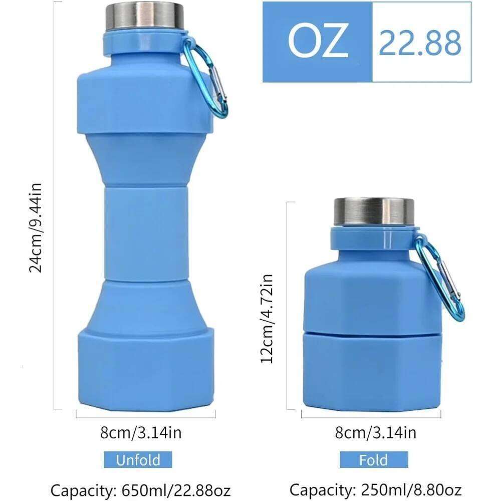 650ml Fitness Water Bottle Reusable Cup Portable Travel Accessory Foldable Sports Gear Suitable for Cycling, Running, Fit Z260314