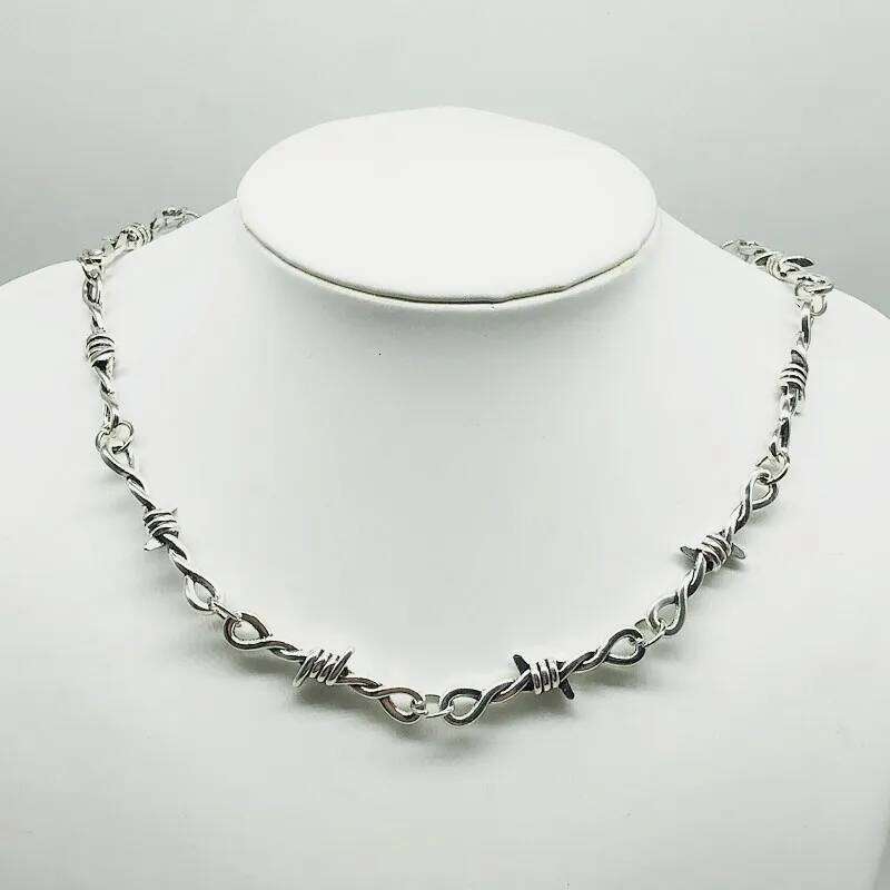 Punk Retro Spiked Metal Knot Chain Small Thorn Necklace For Men and Women Cool Hip-hop Fashion Jewelry Gifts H260312