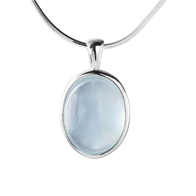 Hot-Selling Aquamarine Moonstone Necklace For Women, High-End Fashionable Women's Accessories Ins Style Versatile Oval Pendant Collarbone