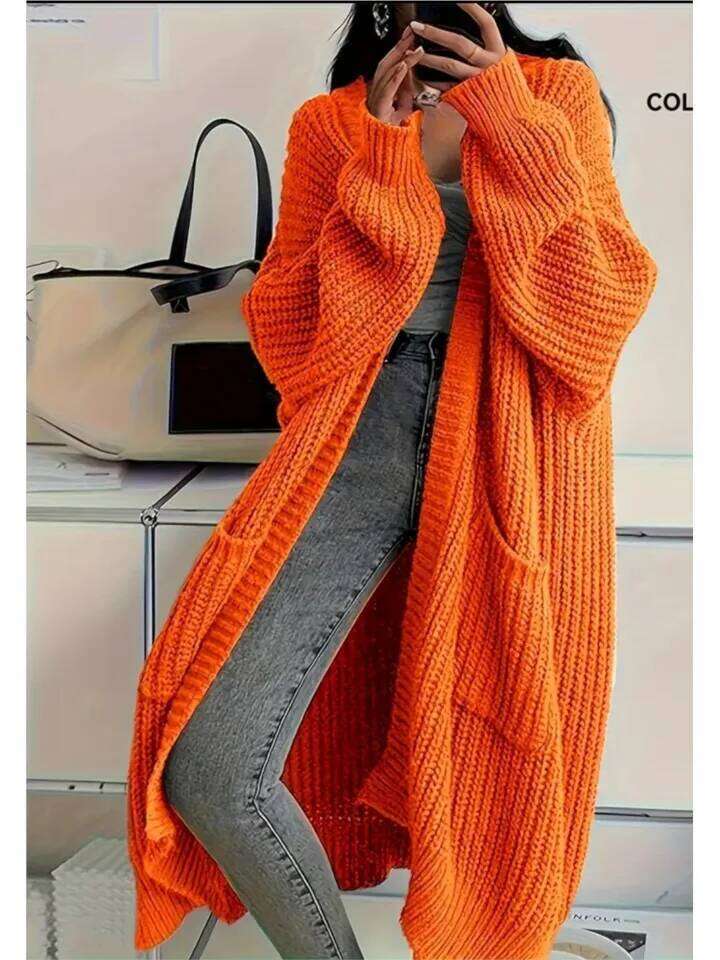 Woman's Knitted Casual Coat Autumn Winter Fashion Long Sleeves With Pocket Cardigan Sweater Ladies Comfort Warm Sweaters