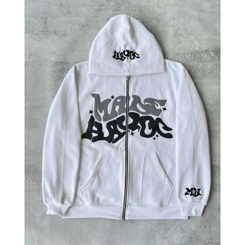 American Retro Star Letter Printed Zipper Hoodies Women and Men Y2K Spring Autumn Section Lazy Fashion Brand Cardigan Jacket Z260314