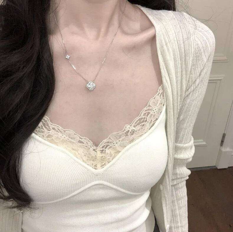 Cr Full Diamond Necklace - Lucky Charm Jewelry Gift for Her Exquisite Minimalist Design | Perfect Ins Style Luxu H260312