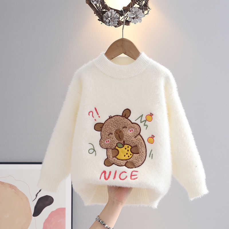 Women's Knits & Tees Girls' Sweater Base Knitwear Stylish Thickened Imitation Mink Velvet New Autumn Winter Pullover for Toddlers and Young 