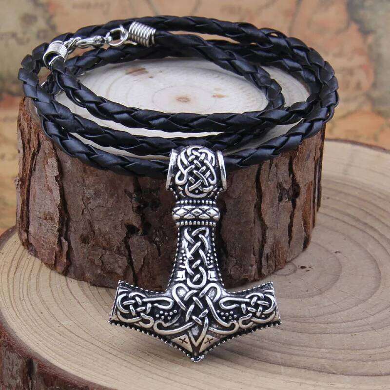 Dropshiping Huge Wolf Thor hammer necklace Mjolnir Viking Amulet Hammer Pendant Norse Jewelry with stainless steel chain H260312
