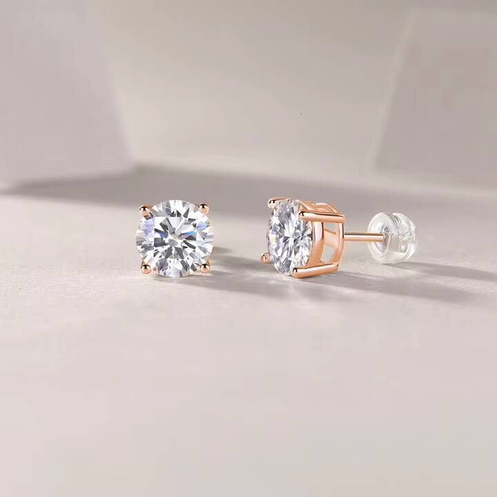 VOAINO Luxury Earrings Jewelry Cute Stud Earring Diamond Stone Gold Custom Round 14K Solid for Women CLASSIC