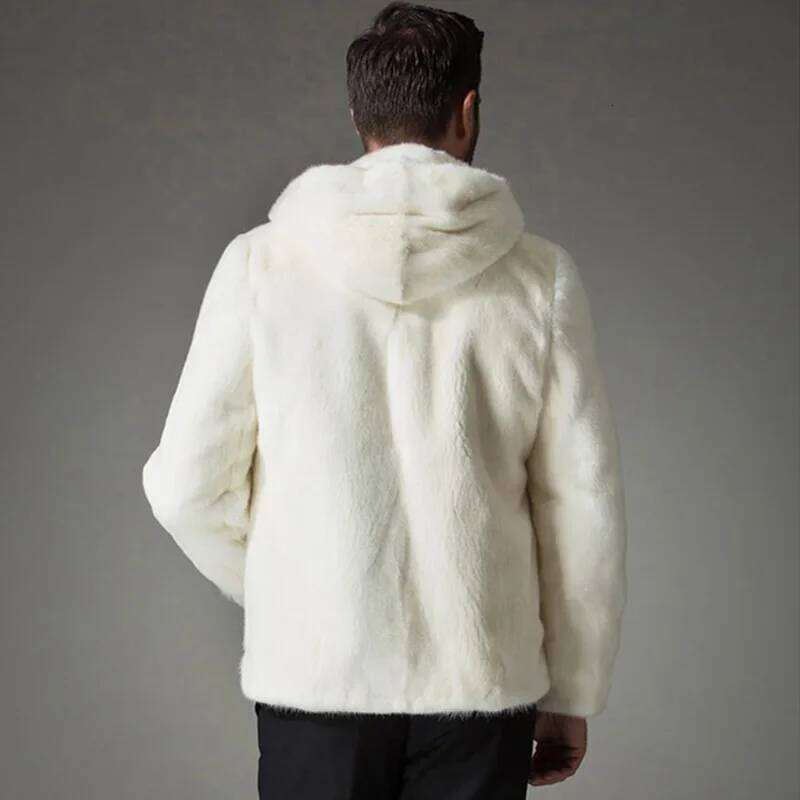 Men's Faux Coat Winter Thicken Fluffy Long Sleeve Warm Outerwear Luxury Fur Bontjas Jacket Hooded Plush Coats 2026 Z260313