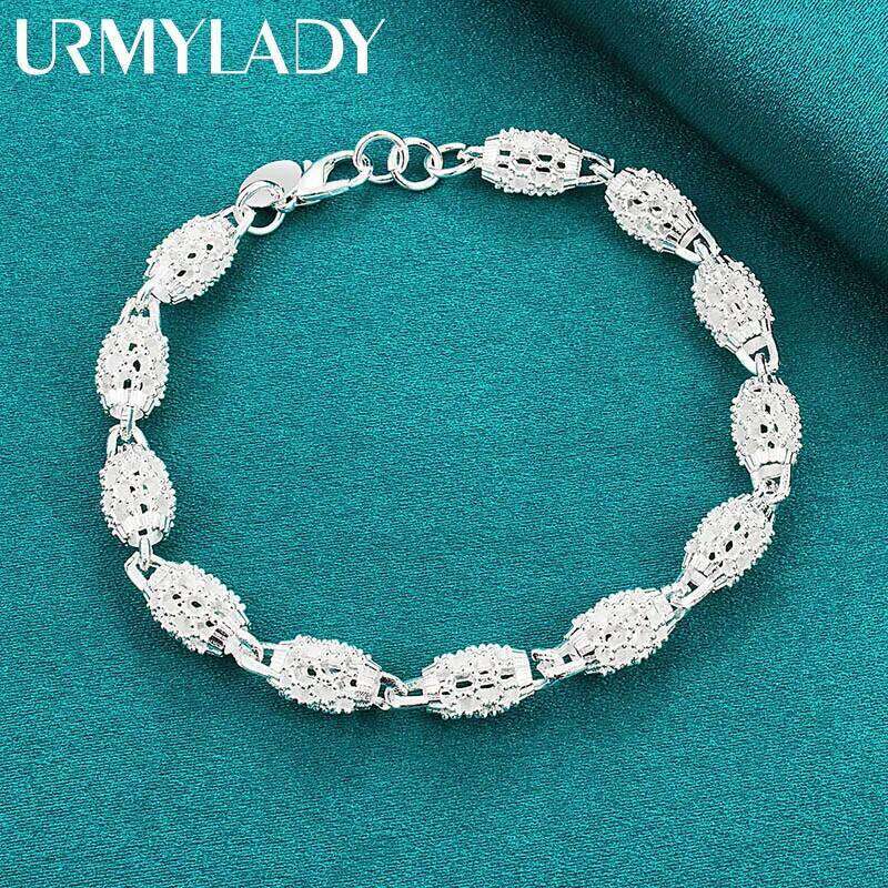 URMYLADY 925 Sterling Silver Hollow Bead Chain Bracelet For Woman Fashion Wedding Engagement Party Jewelry Z260313