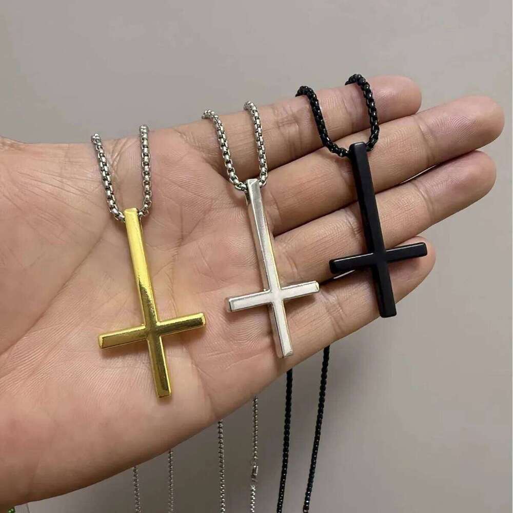 Inverted cross necklace,punk jewelry,stainles steel,gold Color,minimalist,hippie,Gothic accessory,Y2k,cross Choker For Women Man H260312