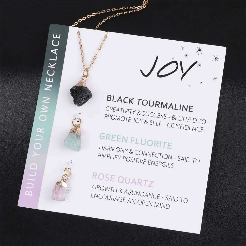 Natural Mineral Stone Charm Necklace With Interchangeable Pendant Black Tourmaline Fluorite Rose Quartzs Necklaces Set For Women H260312