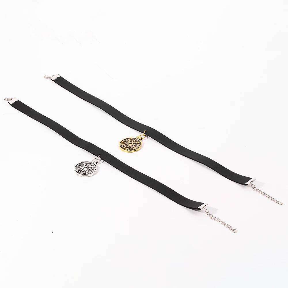 Punk Yennefer Necklace Medallion Pendant Black Leather Choker Necklaces Wild Hunt Game Cosplay Gothic Chain Women Jewelry H260312