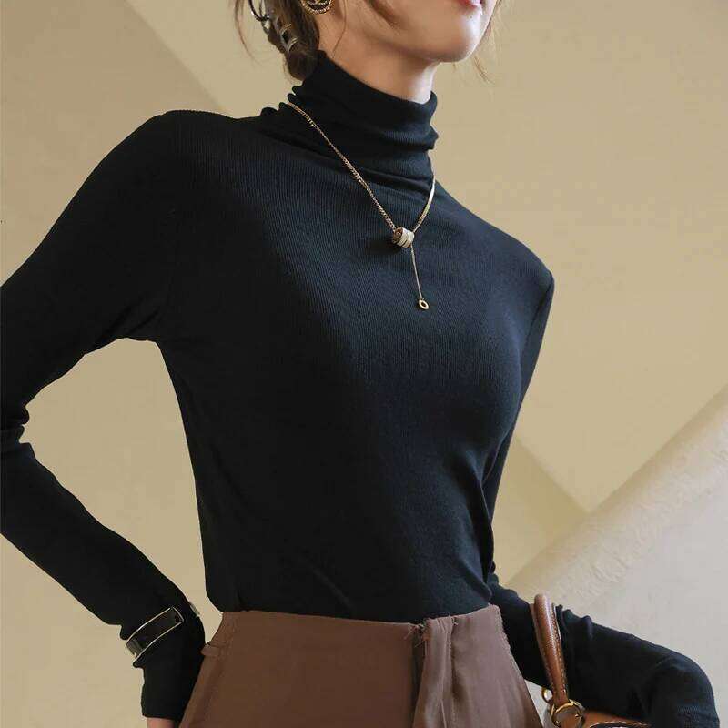 Autumn New Turtleneck basic Knitted Pullovers High-End Sense Temperament Long Sleeve Sweaters Fashion Slim Fit Bottoming Tops Z260313