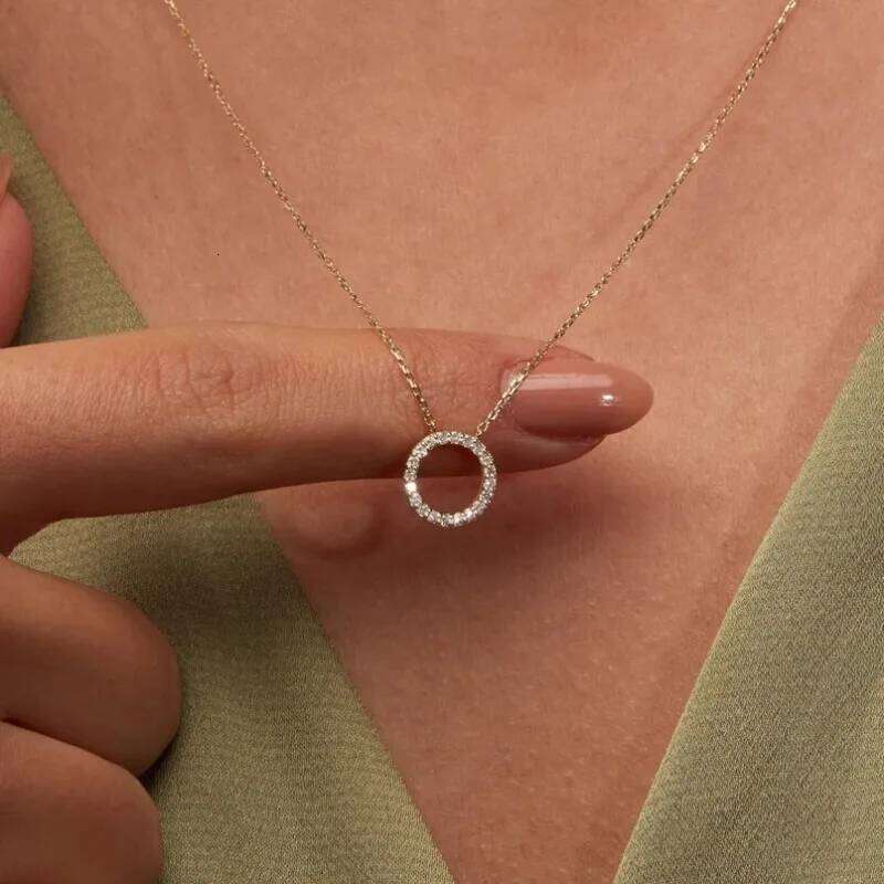 Fashion Trend Elegant Jewelry Simple Crystal Circle Pendant Golden Color Unquie Women Necklace Party Gift Wholesale H260312
