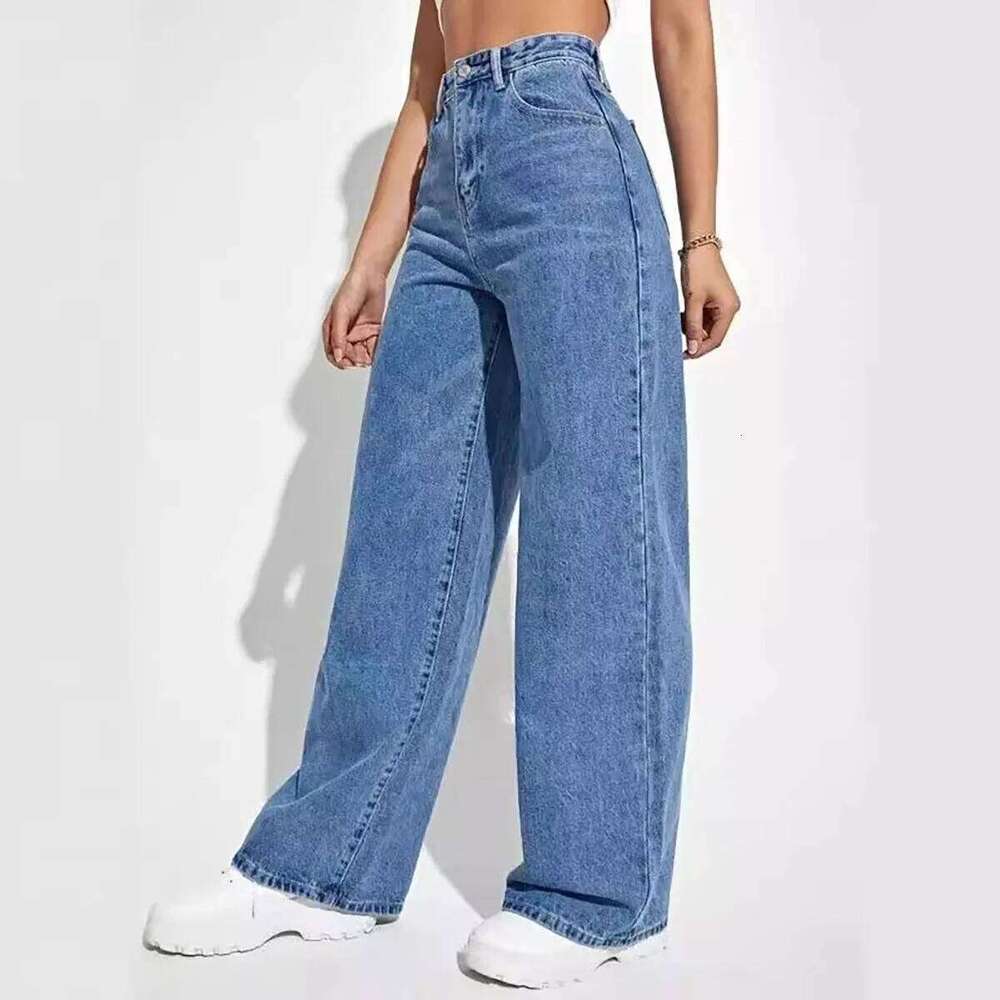 Fashion retro blue jeans women y2k street baggy straight High waisted all-in-one slim pants Z260313