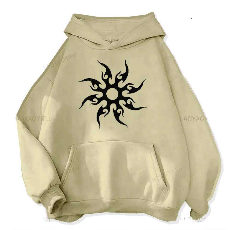 Men's with sun print Harajuku fashionable and casual hoodie cartoon pattern top Z260314