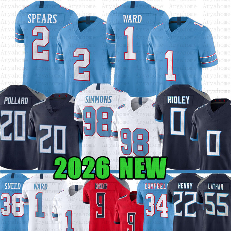 1 Cameron Cam Ward Football Jersey Tyjae Spears Chimere Dike Gunnar Helm Tyler Lockett Jeffery Simmons Tony Pollard Ridley Warren Moon McNair Earl Campbell Ayomanor