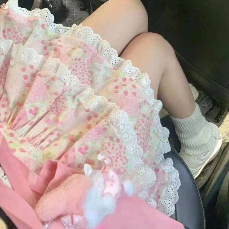 Y2k Aesthetic Women Harajuku Lace Cake Mini Skirt Subculture High Waist Kawaii Streetwear Vintage Ruffled Layered Casual Cute Z260314