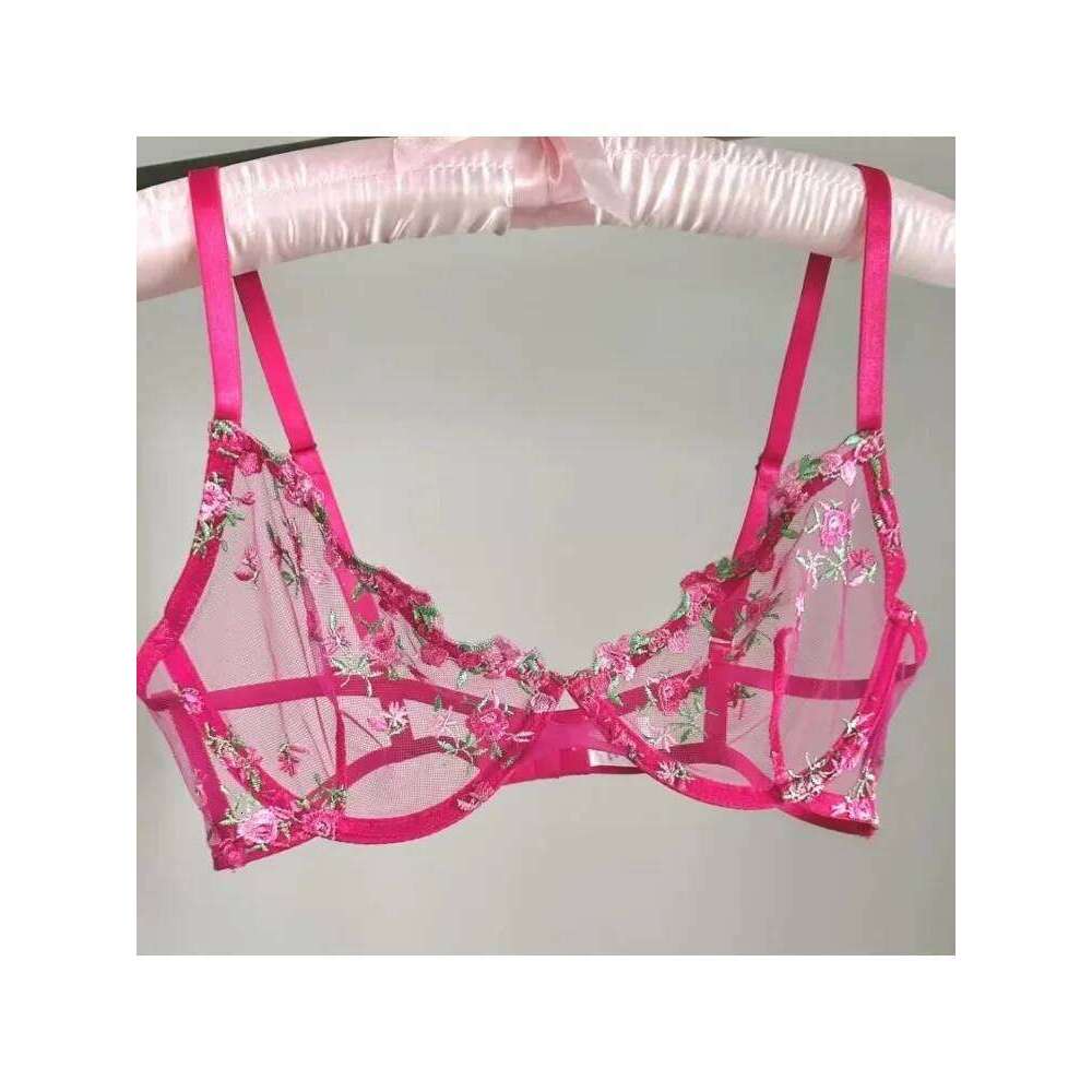 Sexy Lingerie Set - Pink French Lace Bra|G-stringFloral Embroidery Women's Underwear,Sweet Push Up Bra Set,Valentine's Day Gift