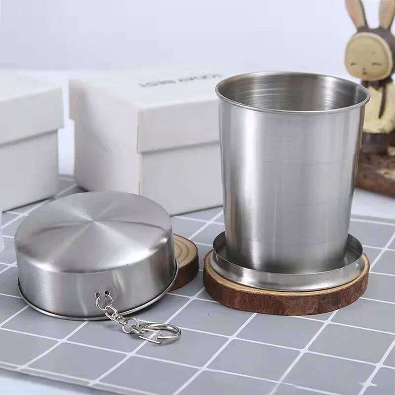75/150/250/450ML Portable Stainless Steel Telescopic Folding Easy Carry Key Coffee Cup Outdoor Hiking Camping Drink Z260313