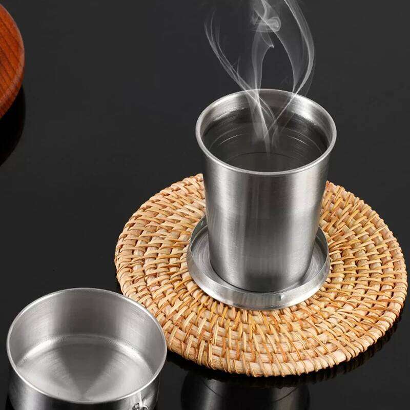 75/150/250ML Stainless Steel Collapsible Expandable Teacups Portable Outdoor Travel Camping Mugs Mini Handy Cup Z260314