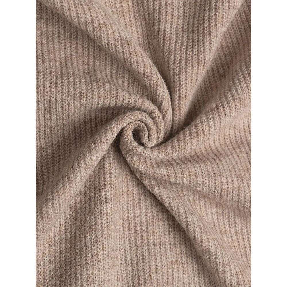 Women's Dress: High-end French V-neck Slimming Cardigan, Mid-length Solid-color Knitted Long Dress for Women Windbreaker Z260313