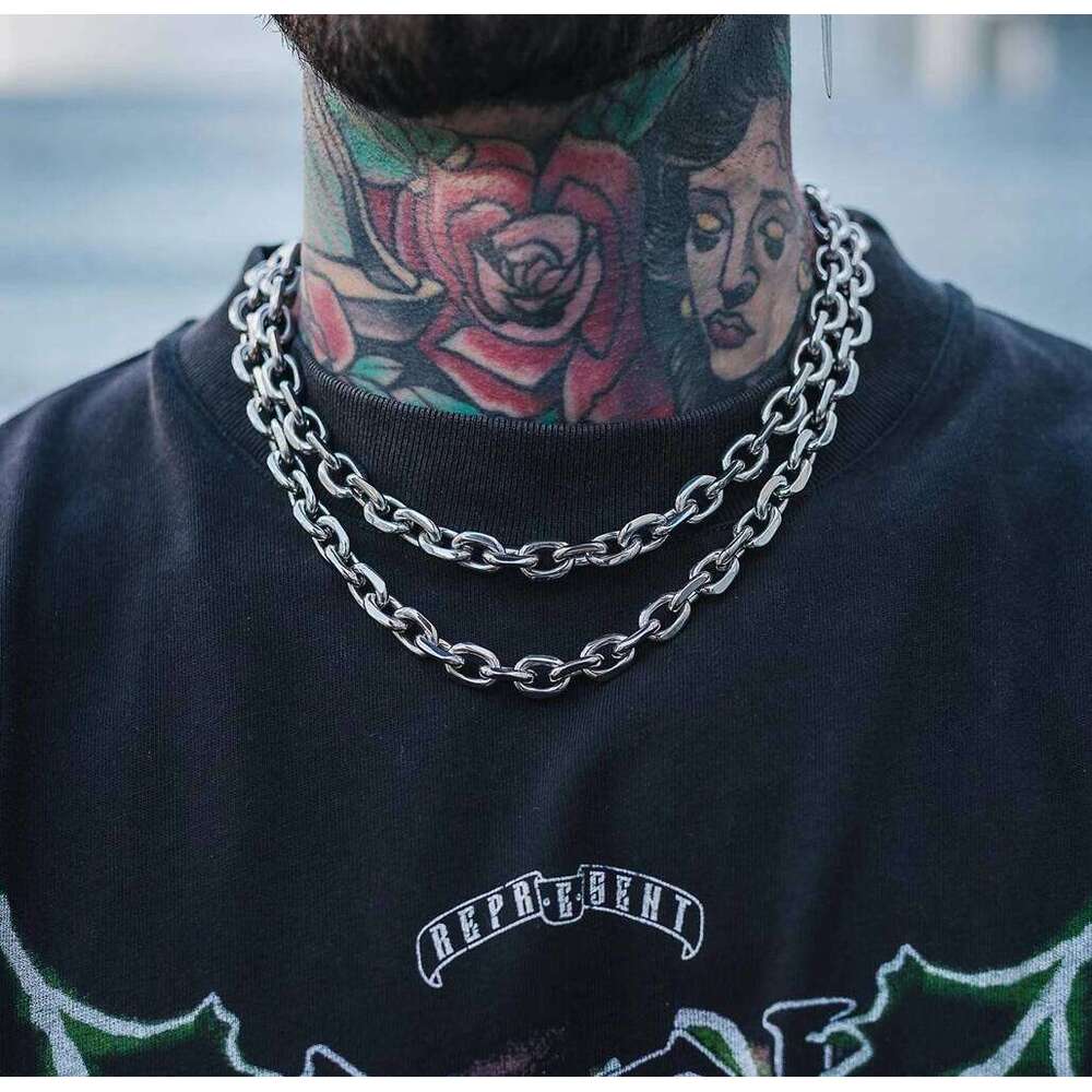 8mm Chunky Bevelled Cable Link Chain Stainless Steel Grunge Jewelry Punk Gothic Necklace Gift for Him H260312