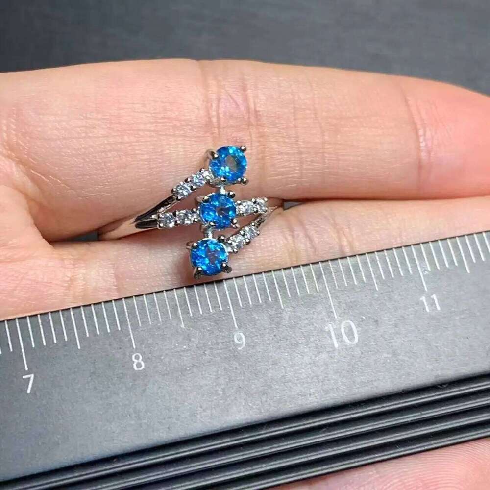 Vintage Natural Blue Topaz Ring For Women Copper Simple Fine Jewelry Stone Gemstone Classic Style H260312