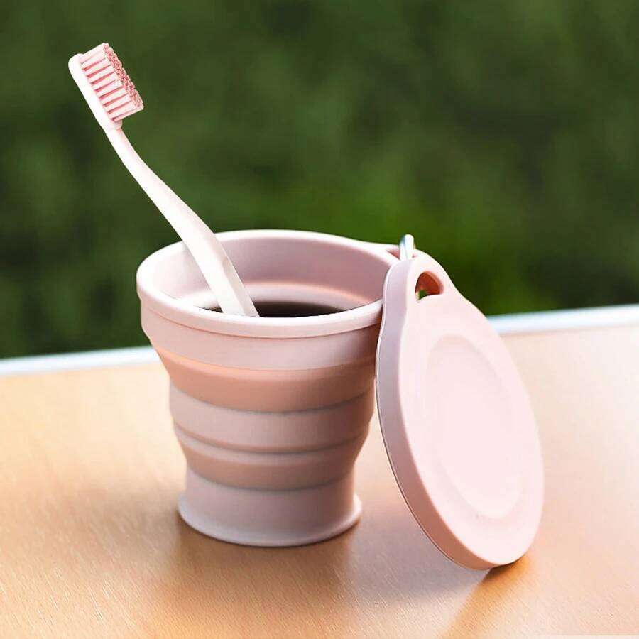 180ML Water Cup Foldable with Lid Coffee Outdoor Travel Portable Drinking Tea Telescopic 1PC Folding Mini Silicone Supplies Z260314