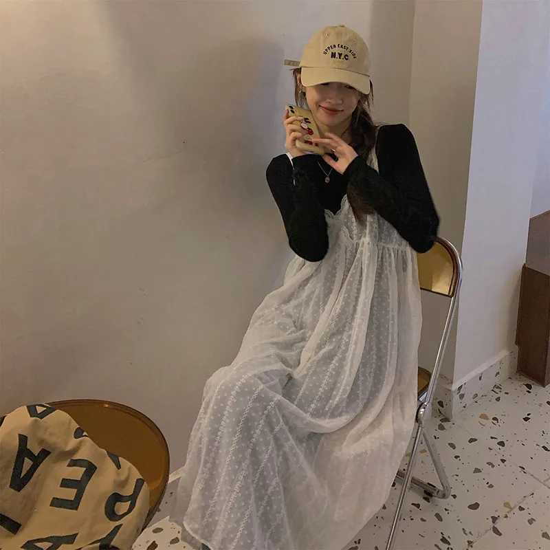 Sweet Forest Sle Lace Strap Dr V-ne Mid-length Skirt Single Piece S Summer 202 No-sve Womens Faion DrT260314