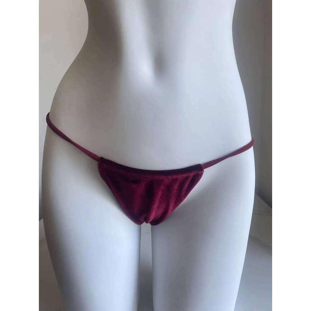 Velvet Bikini Thong Halter Strappy Swimsuit Classic Swimwear Two Piece Women 2024 Beach Outfit Triangle Bikinis Set Bathing Suit Y260303