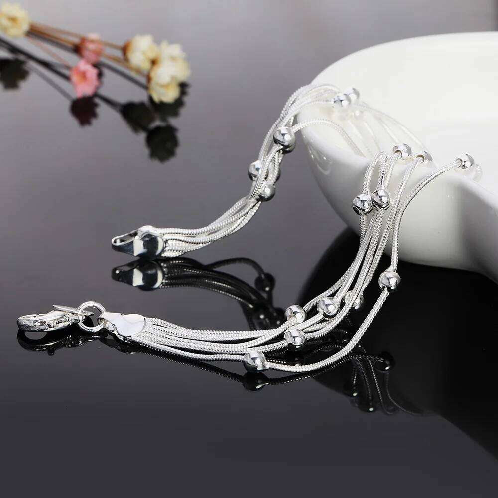 Hot 925 sterling silver Bracelets Snake chain round beads for women Retro Wedding party Wild Christmas Gifts fashion Jewelry Z260313