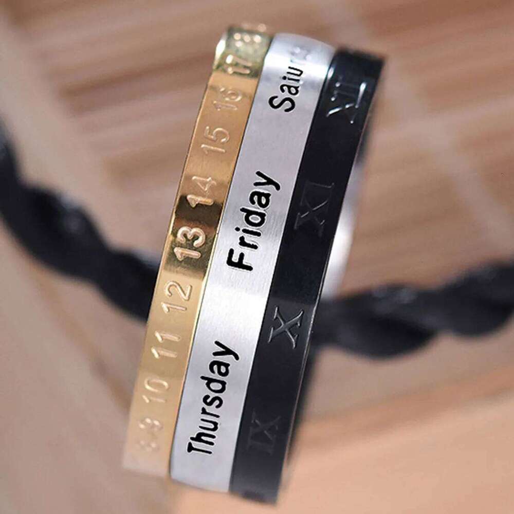 Male Finger Fashion Calendar Rotatable Anxiety Ring Men's Time Week Date Numerals Black Spinner Rings For Men Treatment Fidget H260312