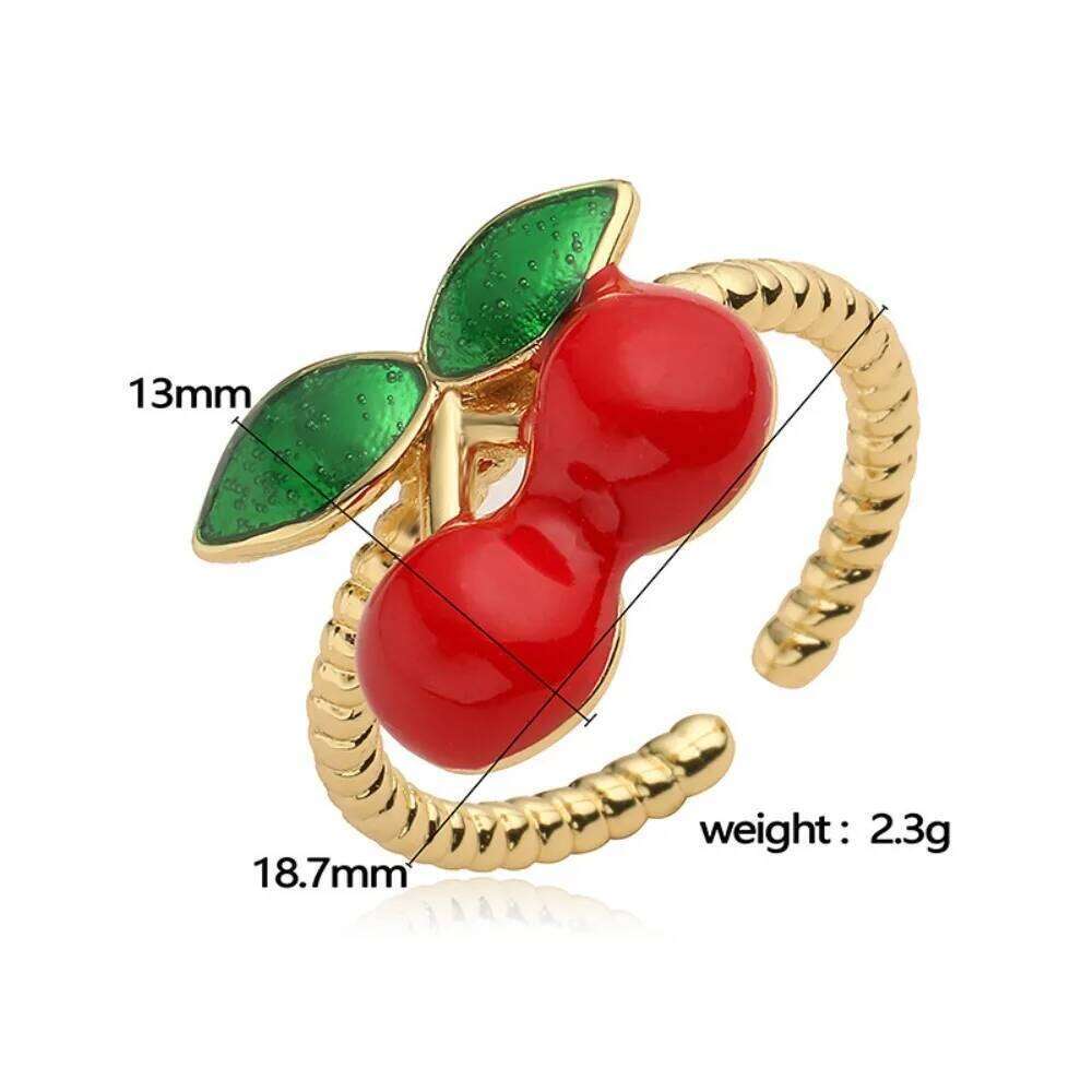 Sweet Cute Fruit Series Small Strawberry Cherry Stainless Steel Adjustable Opening Rings for Women Fashion Finger Jewelry Gift H260312