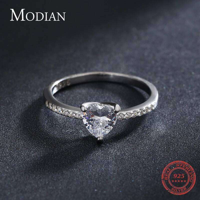 Modian Sparkling 925 Sterling Silver Heart 1CT Clear CZ Finger Rings For Women Classic Wedding Accessories Jewelry GIFT H260312