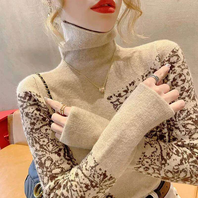 Autumn Winter New Casual All-match Long Sleeve Knit Pullover Women Clothing Elegant Chic Slim Turtleneck Sweater Office Lady Top Z260313