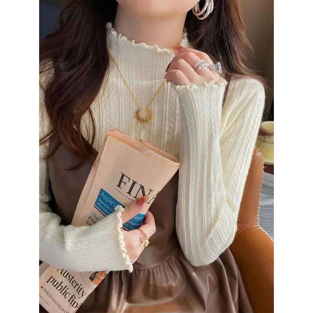 Zjaiss 2026 Autumn Winter Warm Pullover Ruched Turtleneck Women Sweaters Slim Tops Knitted Sweater Jumper Soft Pull Female Z260313