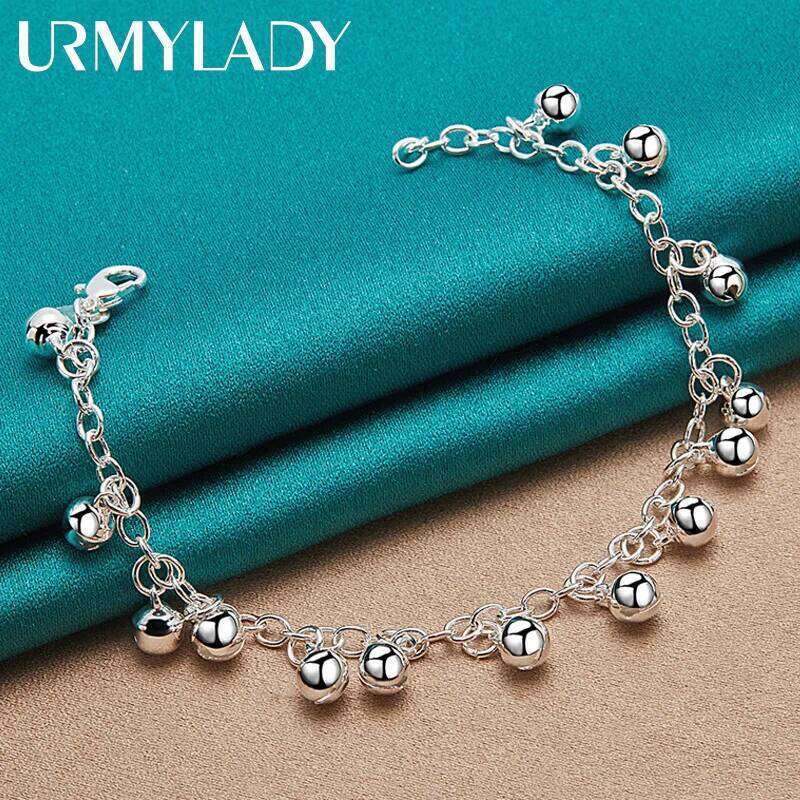 URMYLADY 925 Sterling Silver Bells Bracelet For Women Wedding Party Fashion Charm Jewelry Z260313
