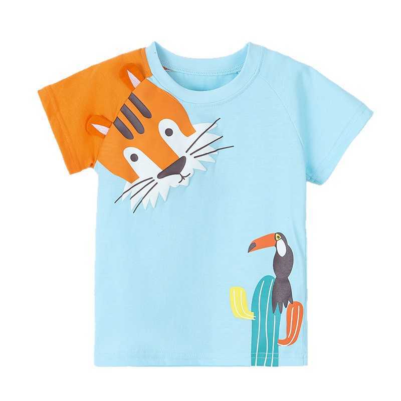 T-shirts Summer New Boys' T-Shirt with Cartoon Print Children's Sports Shirt Cotton Crew Neck Top for Young Boys