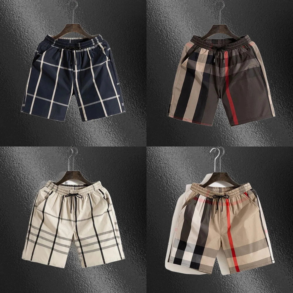 Men's Shorts 2026 New Model Quick Dry Plaid Sporty Beach Straight Leg Five-Quarter Pants Breathable Lightweight Free shipping Men's Clothing