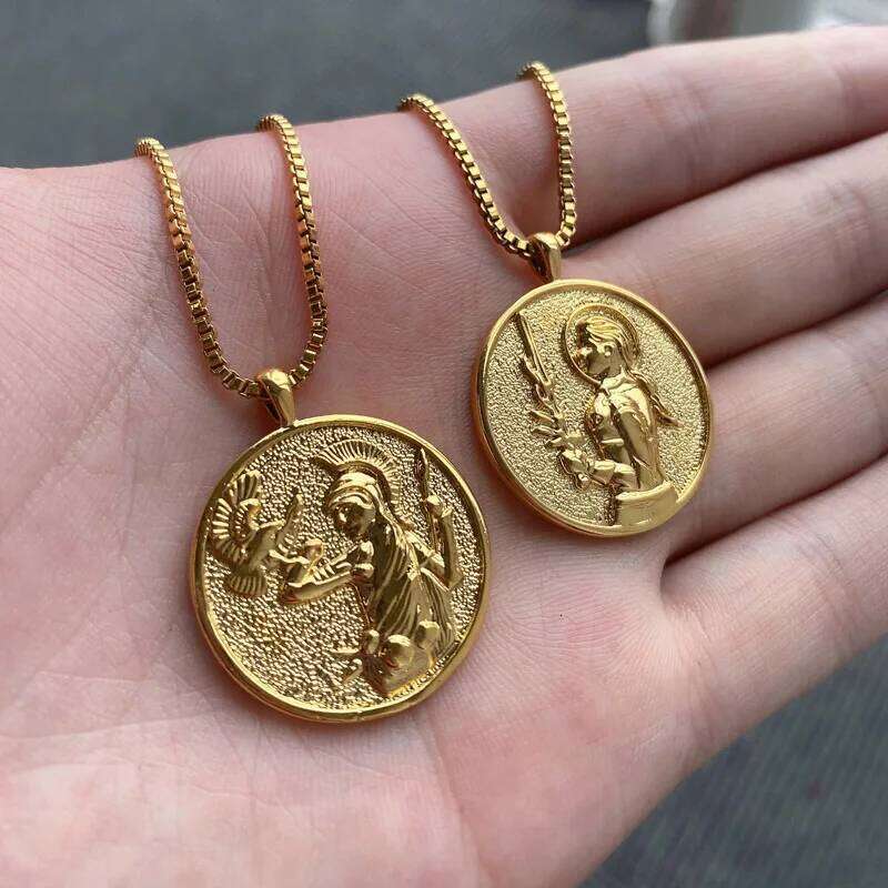 Aesthetic Athena Goddess Coin For Women Stainless Steel Vintage Charm Choker Necklace Jewelry collier femme H260312