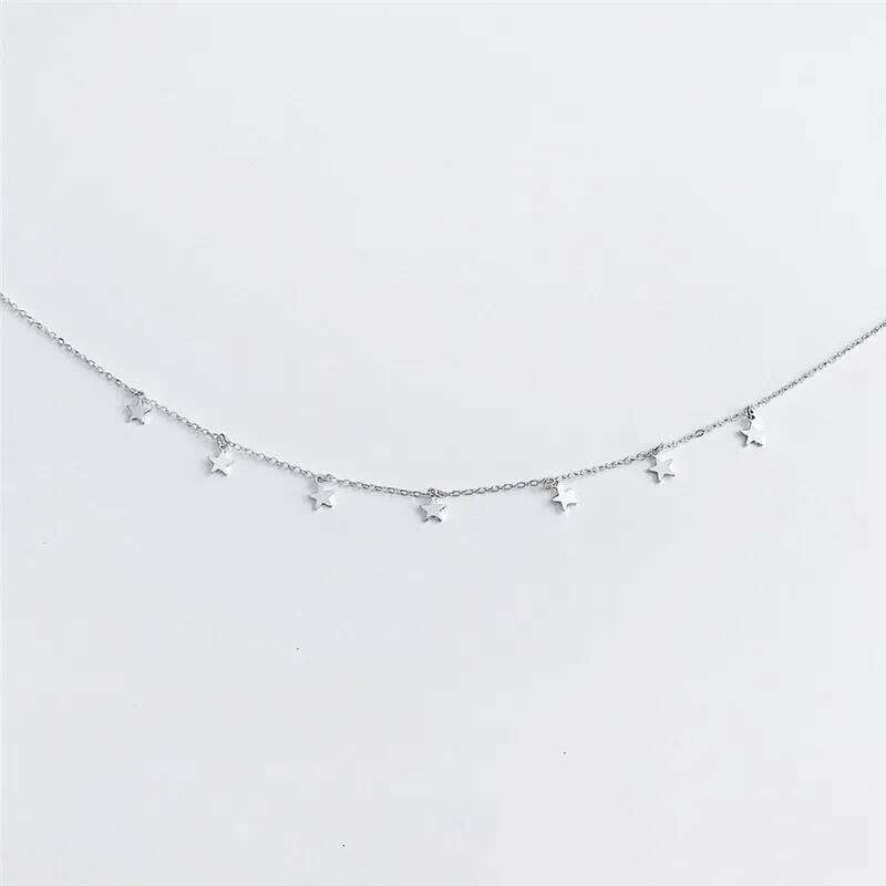 Fashion Star Pendant Clavicle Chain Necklace Choker Charms Gold Silver Color Metal Collar Necklaces For Women Neck Jewelry H260312
