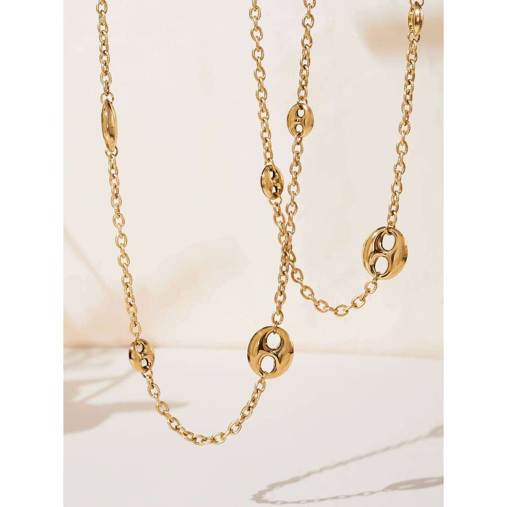 Nivora Chunky Pig Nose Ring Sweater Chain Necklaces for Women Stainless Steel 18K PVD Gold Plated Collar Choker Jewelry Gifts H260312