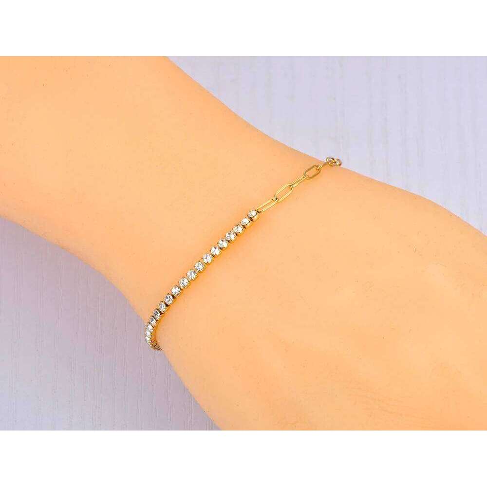 Lokaer Sparkling CZ Crystal Charm Bracelets For Women Girls Stainless Steel Link Chain Bohemia Beach Jewelry B22109 Z260313