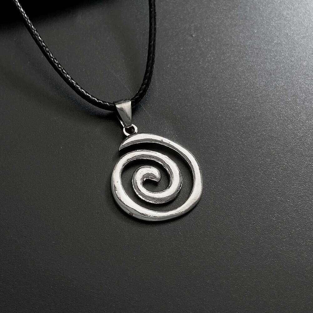 Vintage Fashion Spiral Vortex Pendant Couple For Women Men Gothic Punk Geometric Black Rope Necklace Male Charm Gift H260312