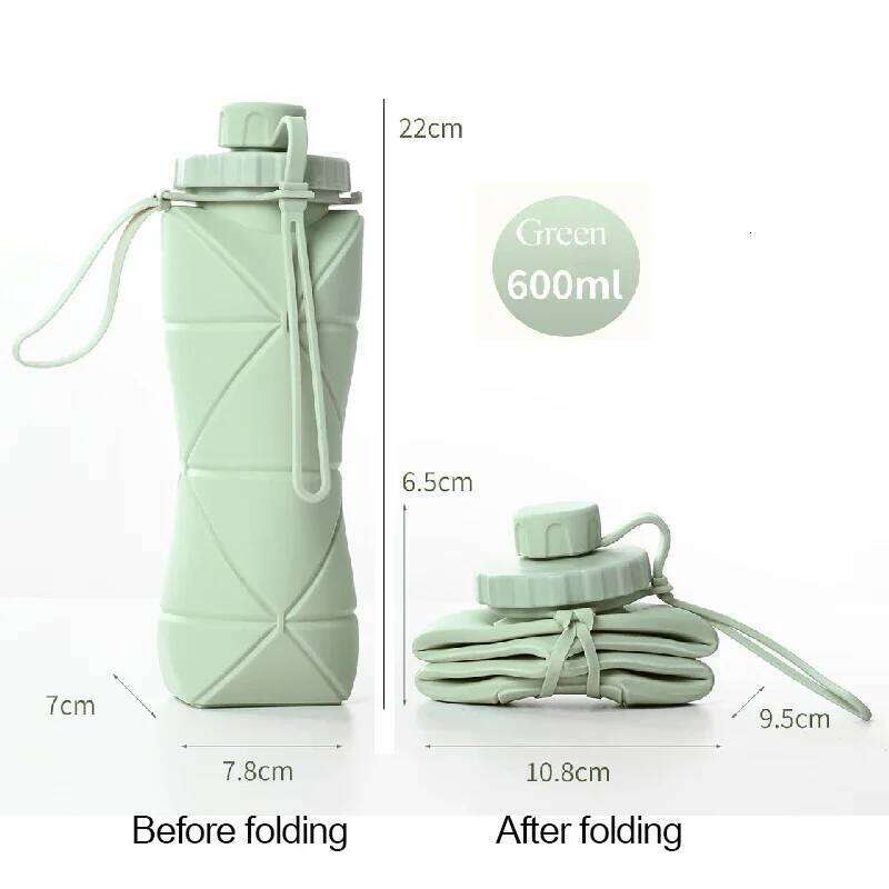 Silicone Folding Water Sport Camping Reusable Adult Portable Hiking Motivational Drinking Bottle Cycling Kettle 600ML Z260314
