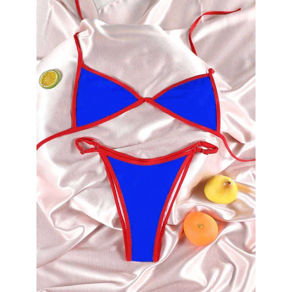 Triangle Bikini Set For Women 2025 Bathing Suit Biquinis Sexy Swimwear Low Waist Bikinis Beachwear Bordered Swimsuits Y260303