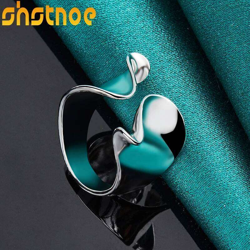 New 925 Sterling Silver Glossy Irregular Open Ring For Women Man Bridal Wedding Bands Abstract Jewelry Fashion Charm Accessories H260312