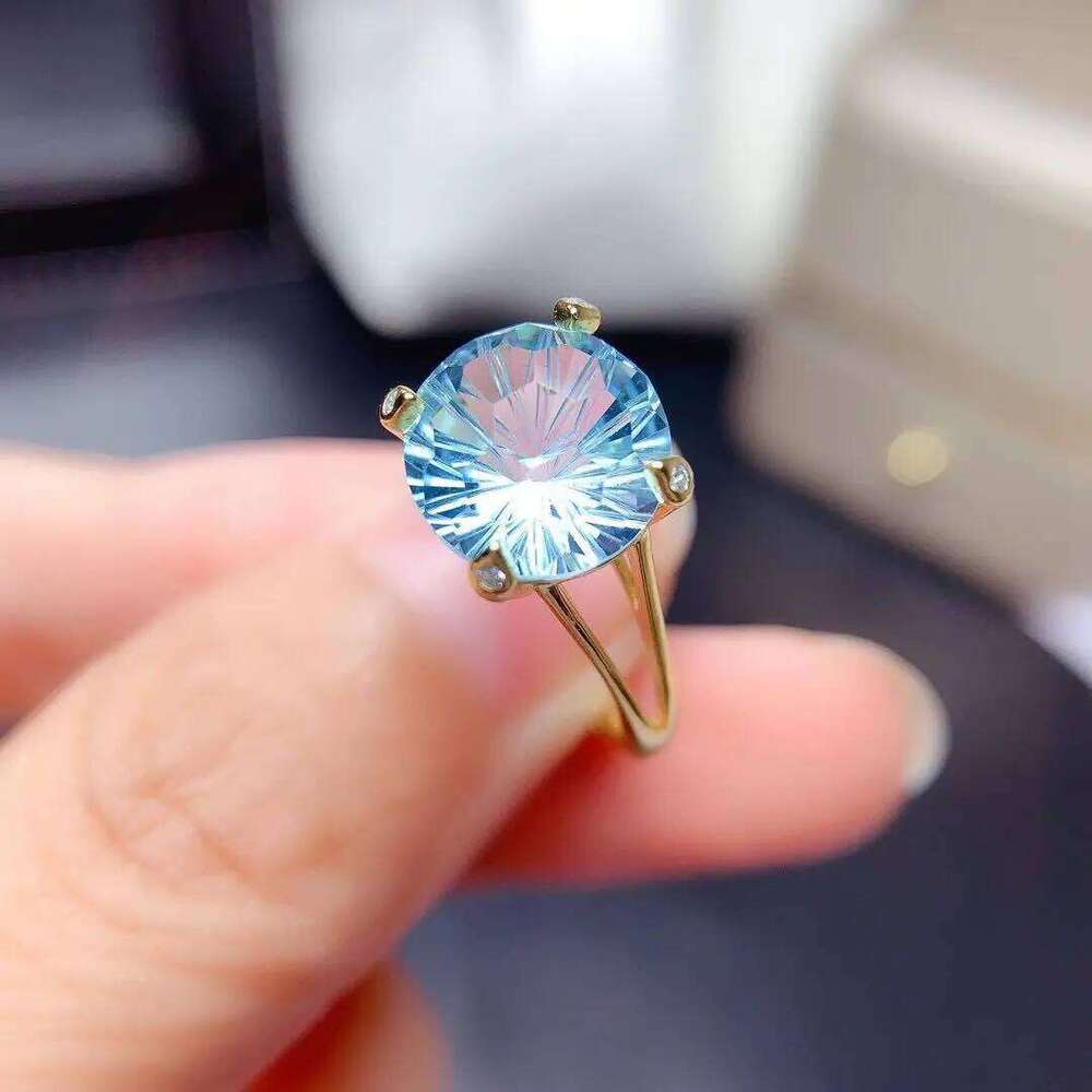 Single 14k gold laboratory aquamarine ring H260312