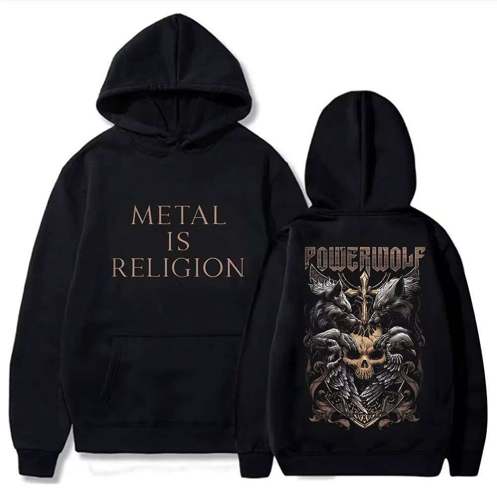 New Fashion Autumn/Winter Via Dolorosa Black Powerwolf Oversized Hoodie Pattern Streetwear Retro High Quality Sportswear Z260314